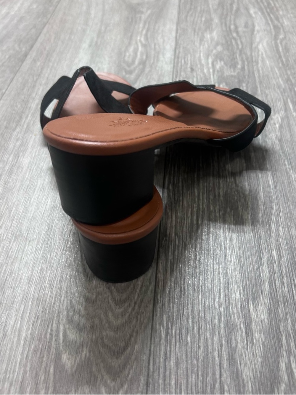Black & Brown Leather Slide Sandals - Classic Women's Slides - Picture 3 of 3